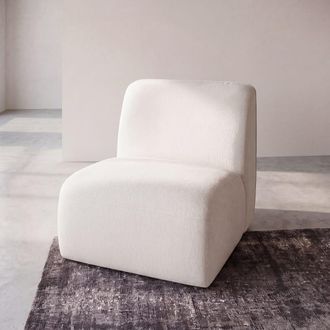 Maisons du monde M&oacute;dulo para sof&aacute; modular de tejido de poli&eacute;ster efecto lino beige