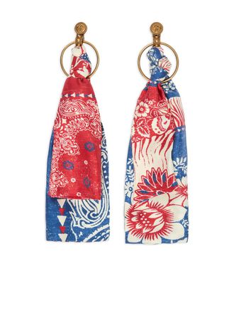 Roberto Cavalli silk paisley-print earrings - women - Silk/Brass - One Size - Blue