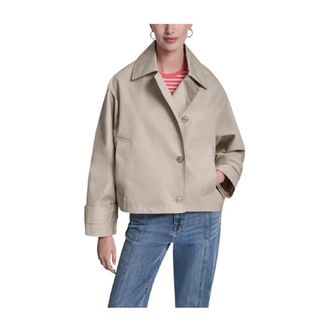 DKNY Light Jackets, female, Beige, Size: XS Short Single Breasted Dolman Jacket
