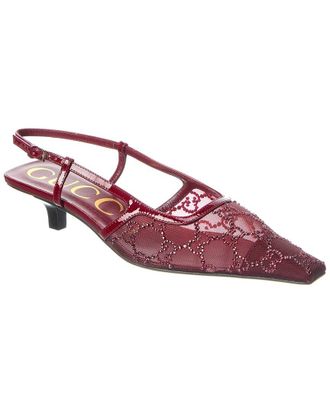 Gucci Gg Mesh & Suede Slingback Pump
