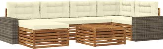 vidaXL Conjunto De Sof&aacute;s De Exterior 7 Uds. Natural Y Crema Vidaxl