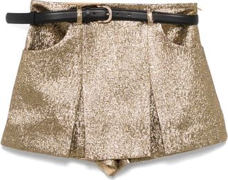 Self Portrait metallic jacquard skort - Gold