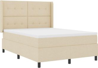 vidaXL Cama Box Spring Led Con Colch&oacute;n Crema 160 X 200 Cm Tela Vidaxl