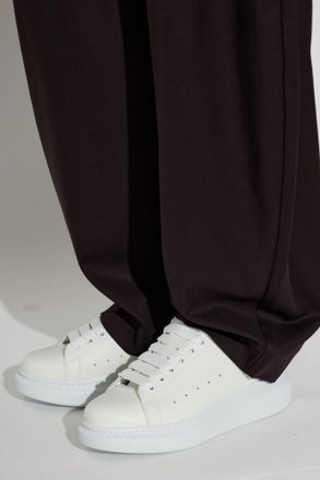 Alexander McQueen Leather Sports Shoes With Shimmering Crystals, Womens, White