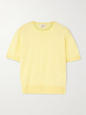 Saint Laurent Top In Misto Lana, Cashmere E Seta - Giallo
