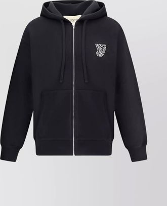 Valentino logoed cotton hoodie kangaroo pockets