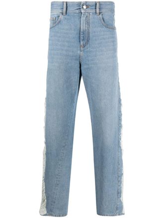 GCDS ripped high-rise straight-leg jeans - Blue