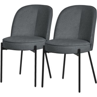 ML Design ML-Design Set 2 Sedie da Sala Pranzo Antracite in Poliestere Gambe in Metallo, Struttura in Acciaio, con Schienale Semi-Rotondo, Poltrone