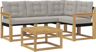 vidaXL Conjunto De Sof&aacute;s De Exterior 5 Uds. Blanco Y Gris Claro Vidaxl