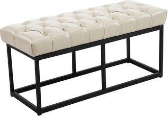 Clp Taburete Pie De Cama Amun Con Base En Negro Crema 100 Cm