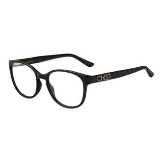 Jimmy Choo London Eyeglasses Oval Full Rim, Black Frame And Clear Demo Lenses Lens Jc240080700