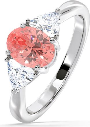 The Diamond Store Dalia Pink Lab Diamond Oval with Trillions 1.70ct Ring in 18K White Gold - Elara Collection