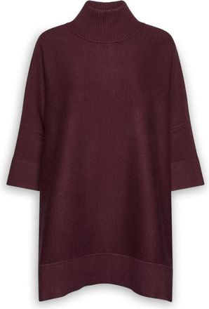 Elena Miro Viscose Blend Knit Cape - Dames - Ponchos - Rood - S/M - Polyester - Jassen