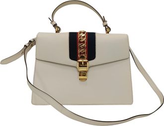 Gucci Gucci Medium Sylvie handtas met handvat in wit leer