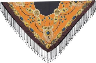 Etro Zijden sjaal met franjes en juwelenmotief - Dames - Accessoires - Veelkleurig - Maat: ONE Size Zijde