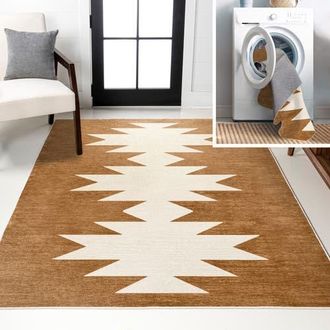 Jonathan Y Designs Chayton Minimalist Geometric Machine-Washable Area Rug in Rustic Terracotta at Nordstrom, Size 3Ft 0In X 5Ft 0In