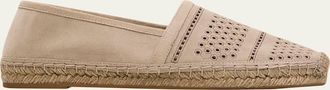 Brunello Cucinelli Suede Eyelet Espadrille Flats