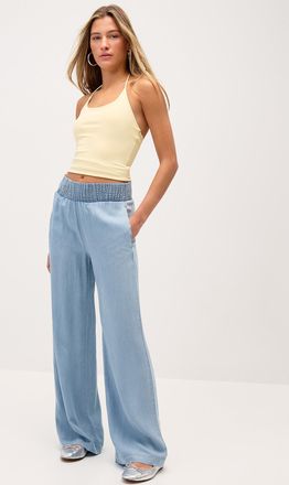 Twik Womens Smocked waist wide-leg pant