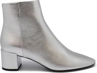 Saint Laurent Loulou 50 Enkellaarsjes - Dames - Laarzen met Hak - Grijs - 34 EU - Leer - Schoenen