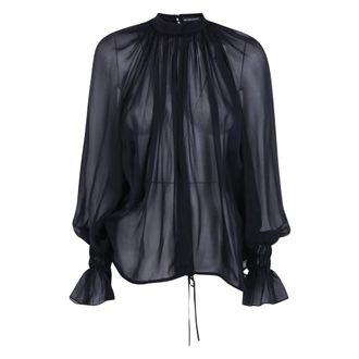 Ann Demeulemeester Celin Balloon Top Met Trekkoordjes - Dames - Blouses & Shirts - Zwart - Maat: L Zijde