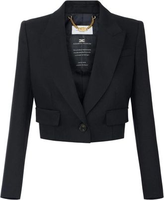 Elisabetta Franchi Enkelrijig wollen jas - Dames - Blazers - Zwart - M - Wol - Jassen