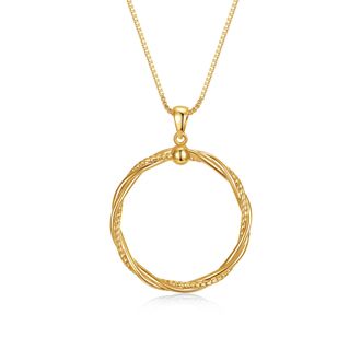 Rachel Glauber 14k Yellow Gold Plated Twisted Rope Eternity Wreath Halo Box Chain Necklace