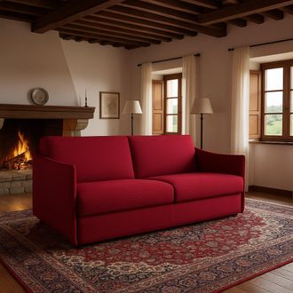 Dmora Sof&aacute; Cama 3 Plazas Cecina, Desmontable, Con Caj&oacute;n, Hecho En Italia, Lavable, 200x95 Cm Rojo