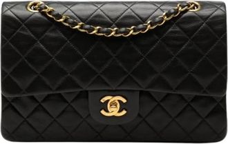 Chanel Pre-owned Classic Double Flap Shoulder Bag - Dames - Vintage Schoudertas - Zwart - ONE Size - Leer - Vintage