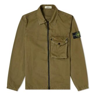 Stone Island Zip Pocket Overshirt Olive Green 7415117WN-V0158