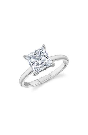 Crislu Princess Cut Cubic Zirconia Solitaire Ring in Pure Platinum /Clear Stone at Nordstrom, Size 6