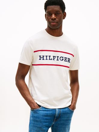 Tommy Hilfiger T-Shirt TOMMY HILFIGER AMERICANA COLOURBLOCK TEE, Herren, Gr. XXL, weiss (ivory petal), Single Jersey, Obermaterial: 100% Baumwolle, Rundhals, Shirts 