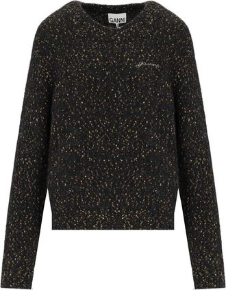 Ganni MAGLIONE GIROCOLLO NERO M&Eacute;LANGE GANNI