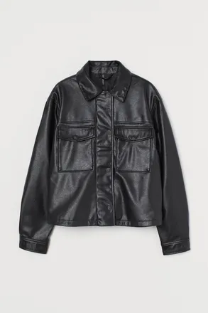 H&M Kurze Jacke aus Kunstleder - Schwarz