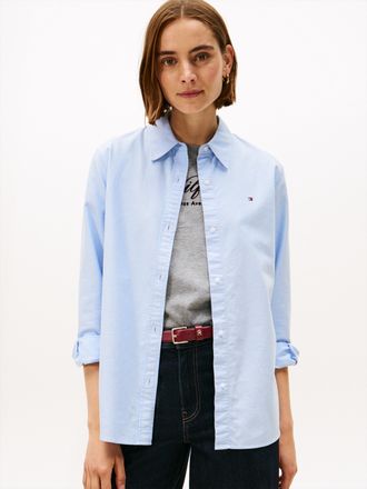 Tommy Hilfiger OXFORD RELAXED FIT SHIRT mit Hemdblusenkragen und Stickerei Baumwolle, relaxed fit