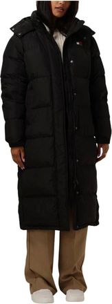 Tommy Jeans Jassen, Dames, Zwart, S, Leer, Alaska Long Puffer