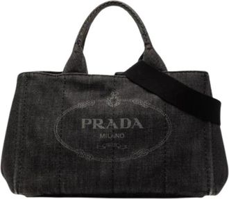 Prada Pre-owned Satchel - Dames - Vintage Shopper - Grijs - ONE Size - Denim - Vintage