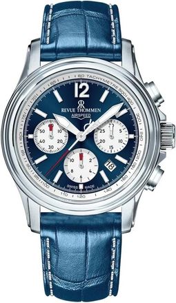 Revue Thommen Automatic Chronograph 16041.6335 - Heren - Horloges - Blauw - ONE Size - Leer - Accessoires