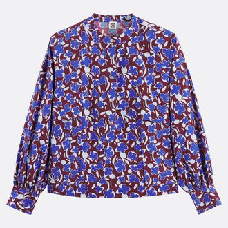 La Redoute Collections Hemd met Mao-kraag, bloemenprint, lange mouwen