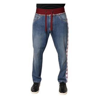 Dolce & Gabbana Loose-fit Jeans, male, Blue, Size: 5XL Drawstring Straight Denim Jeans