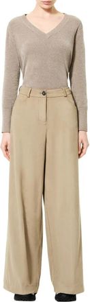 Roberto Ricci Design Nabucco Palazzo Broek - Dames - Wijde Broeken - Beige - XS - Leer - Broeken
