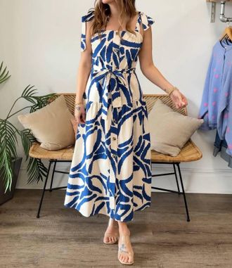 Dress Forum Hilary Sleeveless Midi Dress In Set Sail