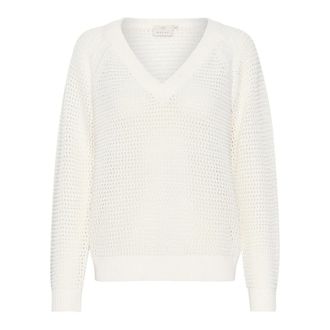 Kaffe Charlie Diamond Knit V-Neck Jumper - - Knitwear - Donna - Bianco - XL