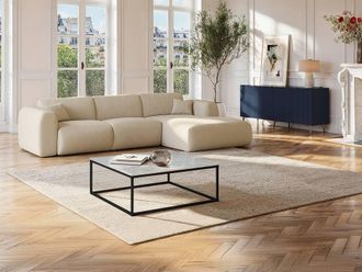 Vente-Unique Designer Coffee Table - Marble & Metal - White & Black - ARETHA