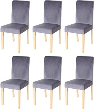 Hhg [nunca Usado] Lote De 6 Sillas De Comedor Silla De Cocina Littau, Terciopelo, Gris, Patas Claras