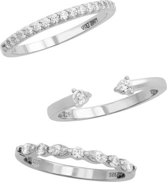 Savvy Cie Jewels ROSE GOLD PLATED WHITE CZ SET OF 3 RINGS