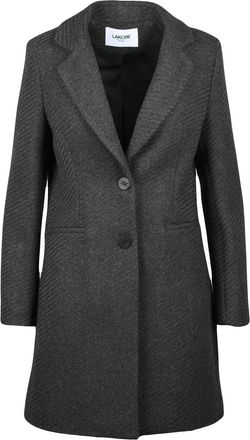 La Kore Dark Grey Fitted Wool-Blend Coat