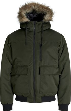Jack & Jones Bomberjacke JACK & JONES JJCHARLIE DETACHABLE FAUX FUR BOMBER, Herren, Gr. XXL, gr&uuml;n (rosin), Web, Obermaterial: 100% Polyester, unifarben, regular fi