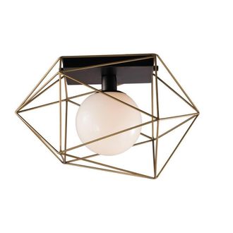 Netlighting Abraxas Globe Cage Semi Flush Ceiling Light Black Gold E27