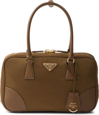 Prada medium Re-Edition 1978 tote bag - women - Nylon/Leather - OS - Brown