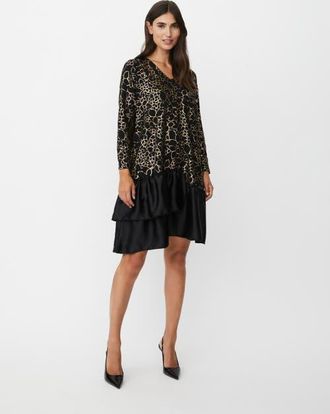 Masai MaNylindra Metallic Floral Print Dress in Gold at Nordstrom, Size Xx-Large